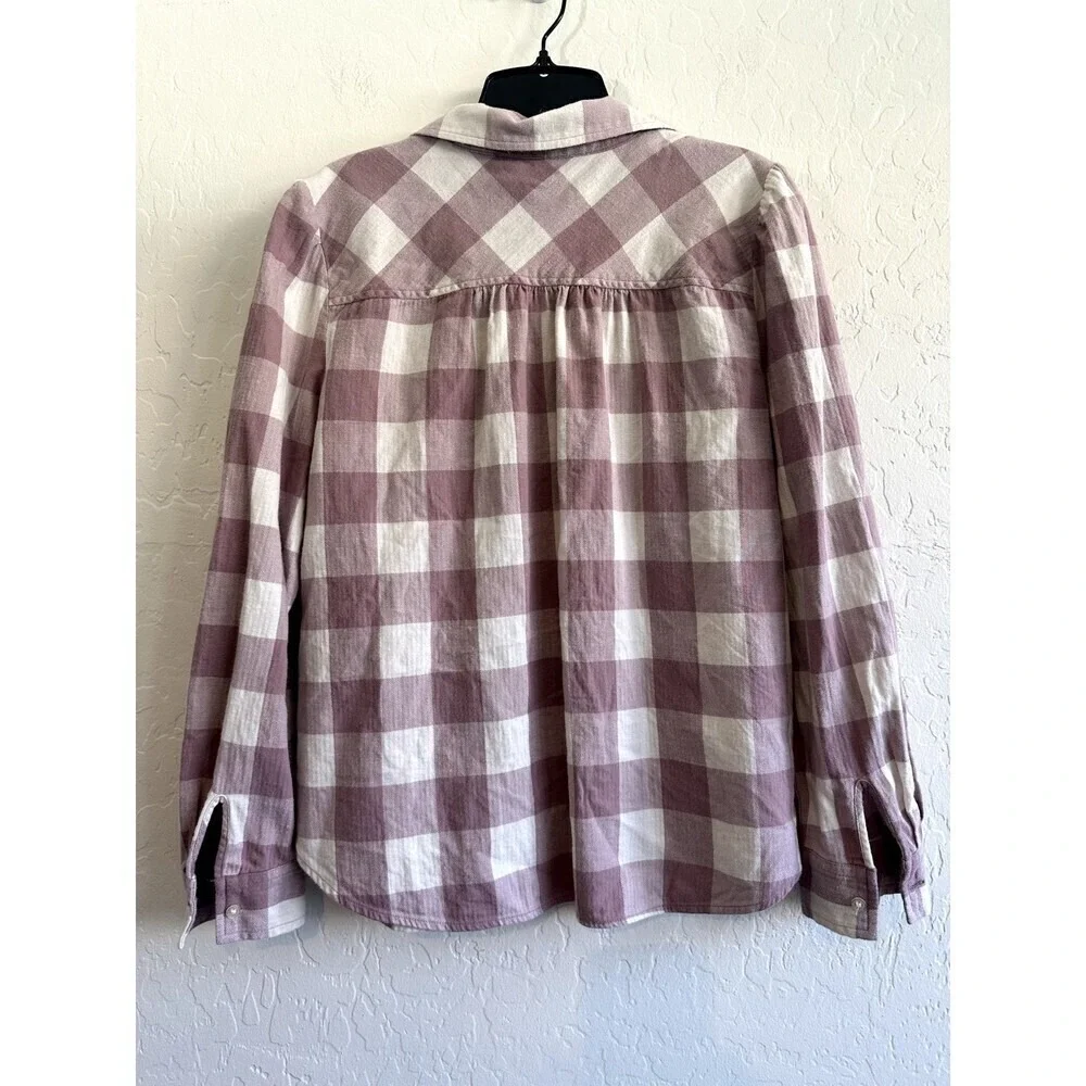 Ann Taylor Loft Women's Plaid Button Up Top Size L western‎ hippie cowboy